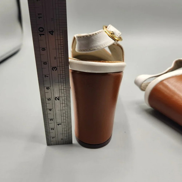 Vintage Platform Heels White  Brown Italy Size 6 - Picture 13 of 13